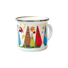 Emailletasse "Ziegenbein-Familie", Zeichnung Herbst: Ziegenbein Addi Advent, Susi Sandel & Mini Ziegenbein Wilma Waldmoos
