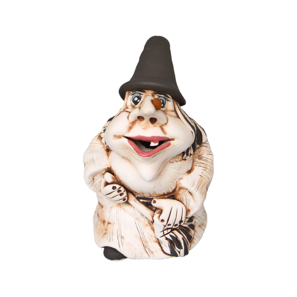 Die KU Hexe „Baba Jaga“ von Kurilin DECO ist eine Keramikfigur einer skurrilen Räucherhexe. Sie verfügt über übertriebene Gesichtszüge, einen hohen schwarzen Hut, ein schiefes Lächeln und einen Besenstiel. Das cremefarbene Gewand mit braunen Akzenten macht sie ideal für jede Räuchergefäße-Sammlung.