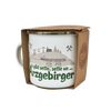 Emailletasse "... Arzgebirger" in Kartonverpackung