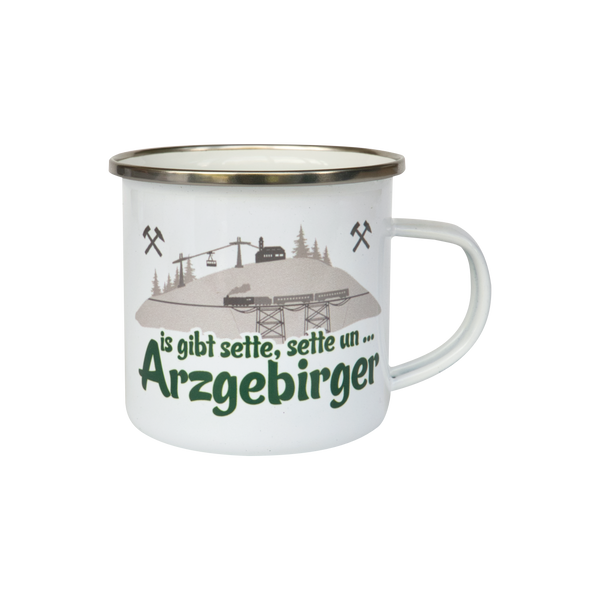 Emailletasse "... Arzgebirger", linke Seite