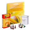 Das Geschenkset „Augenblicke der Liebe“ von Original Crottendorfer besteht aus einem Aromabadekissen, einer roten Fire of Love-Box mit Räucherkerzen, einer weißen Dose und bunten Räucherkegeln – perfekt für Ihr Naturkosmetik-inspiriertes Ritual.