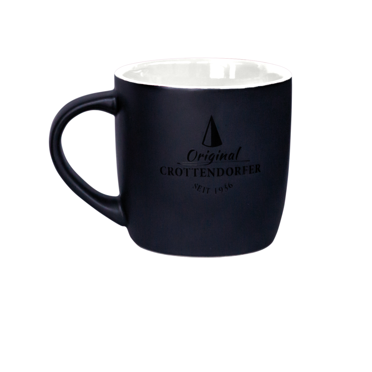 Keramiktasse matt weiß / schwarz