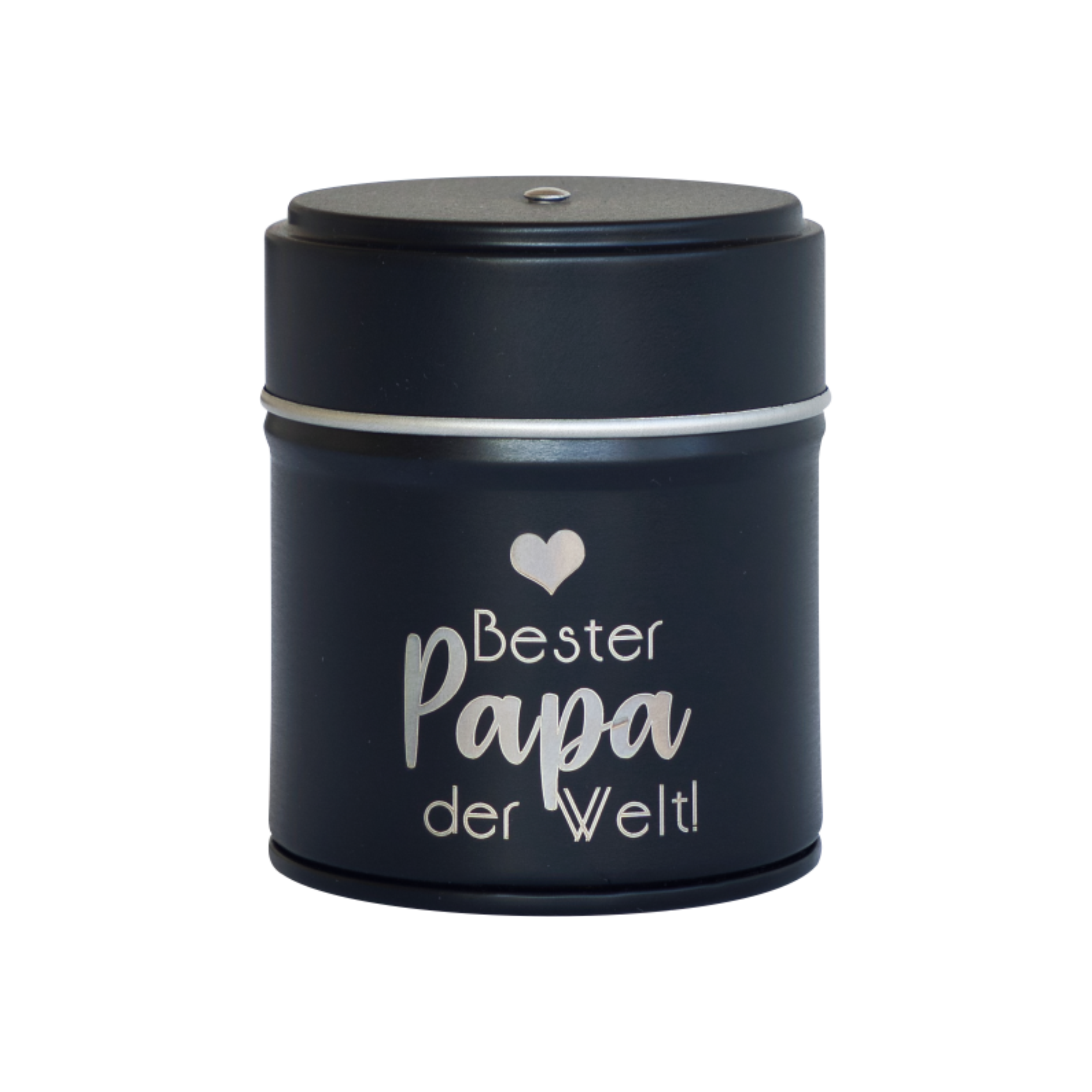 Die Original Crottendorfer Räucherkerzen bieten das Räucherfass „Mama, Papa, Oma, Opa“ an – ein schwarzes Gefäß mit silbernem Schriftzug und Herzmotiv mit der Aufschrift „Bester Papa der Welt!“ und einem runden Deckel mit Knauf. Perfekt für jedes Räuchervergnügen.