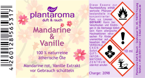 Etikett Duftöl Mandarine & Vanille