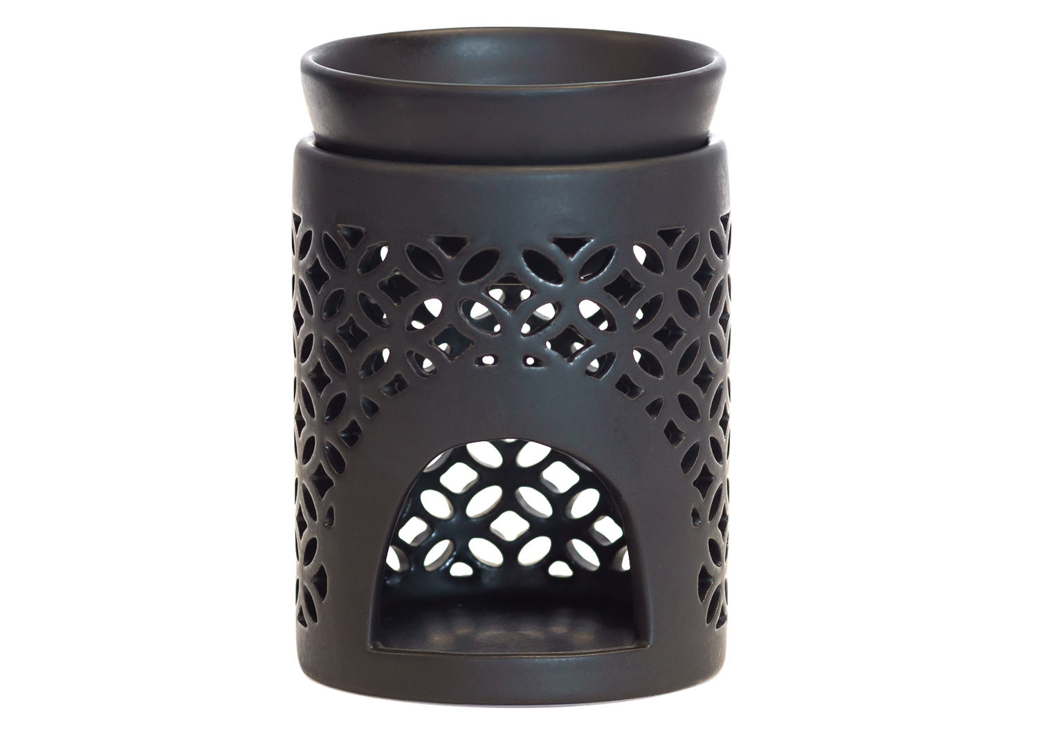 Schwarze Aromalampe aus Keramik von Plantaroma, Rückansicht