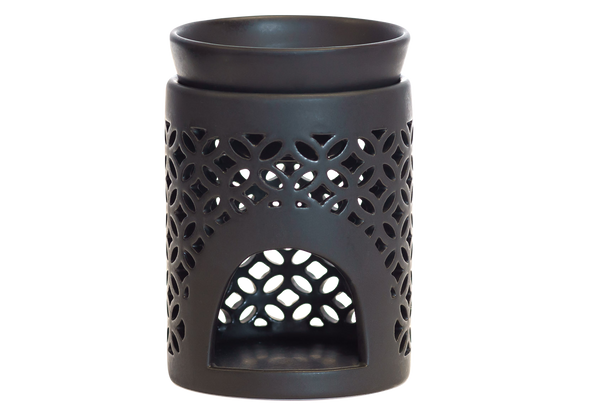 Schwarze Aromalampe aus Keramik von Plantaroma, Rückansicht