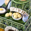 Keramik-Räucherofen Kamin grün, runder Aufsatz