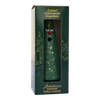 Ein grüner, kegelförmiger Räucherkopf mit goldenen Sprenkeln, roter Nase und Augen, verpackt in einer grünen Schachtel mit der Aufschrift „Crottendorfer Ziegenbein – Jubiläumsausgabe 90 Jahre Tina Tanne“ von Original Crottendorfer Räucherkerzen, als Hommage an die Erzgebirgstradition.