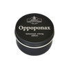 Eine runde schwarze Blechdose mit Oppoponax in einer Schraubdeckeldose von Original Crottendorfer Räucherkerzen, beschriftet mit „balsamisch. würzig. süßlich.“ und „Original Crottendorfer seit 1936“, abgebildet auf weißem Hintergrund.
