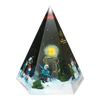 Original Crottendorfer Räucherkerzen – Räucherkerzen-Adventskalender – Pyramide mit einer Winterlandschaft, auf der Kinder, ein Schneemann und 24 nummerierte Türchen zu sehen sind.