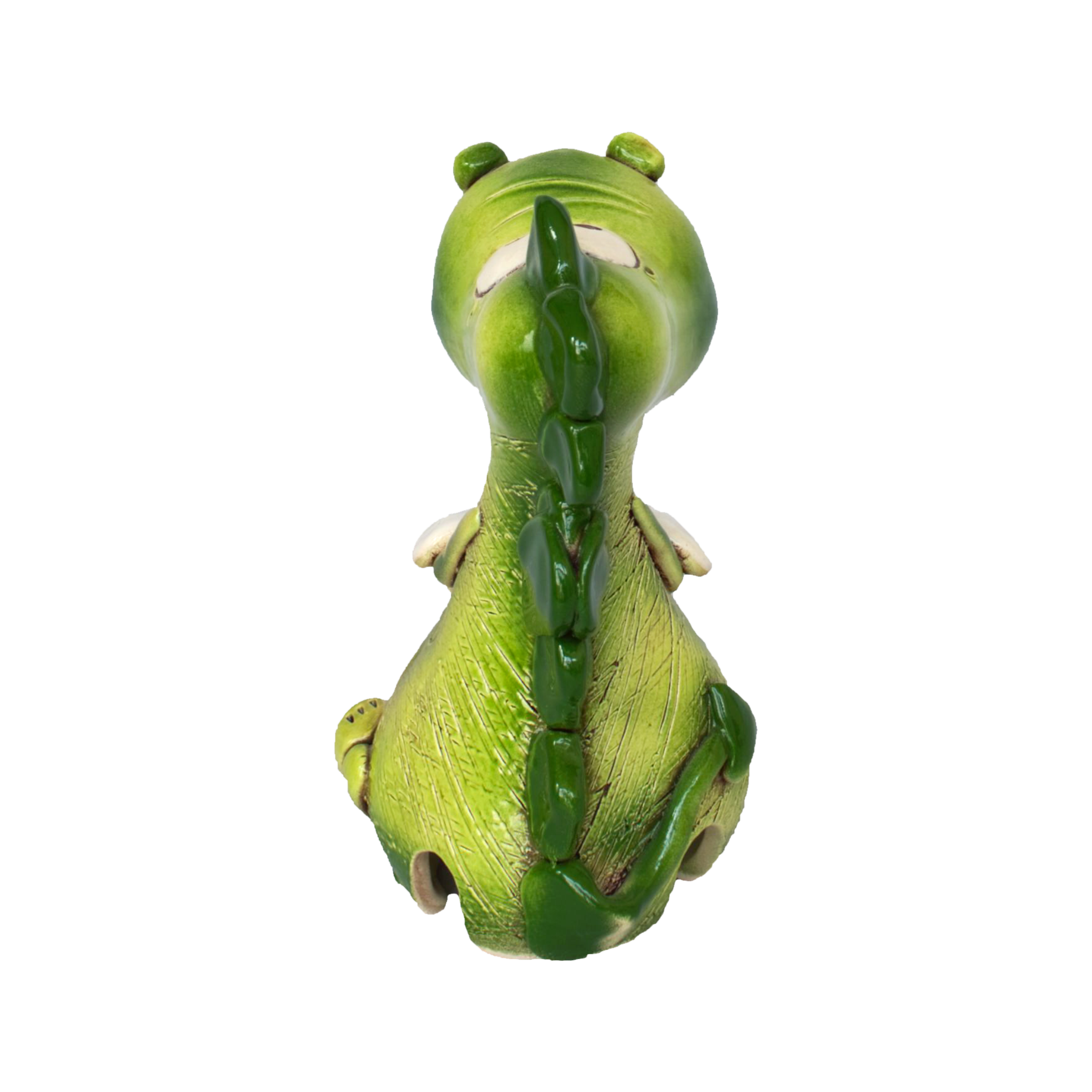 Der KU Räucherdrache mit Blume von Kurilin DECO ist ein kleiner, grüner Keramikdrache, der mit seinem Rücken, Schwanz und dunkelgrünen Graten sitzt. Handgefertigt und strukturiert, ist dieses verspielte Dekor ideal, um eine Räucherkerze zu halten.