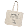 Beiger Stoffbeutel „Raacherkerzl Definition“ von Original Crottendorfer mit schwarzem Text, Definition und Synonymen des Wortes Raacherkerzl sowie dem Markenlogo auf der Vorderseite.
