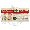 Ein Ticket für den Flohmarkt „Trödelzwerge & Zweitakt-Schätze“ von Original Crottendorfer am 04.10.26, 10–16 Uhr; Eintritt 4 €, inklusive einer Illustration des Veranstaltungsortes, auf der Kinder an einem Tisch Spielzeug verkaufen.