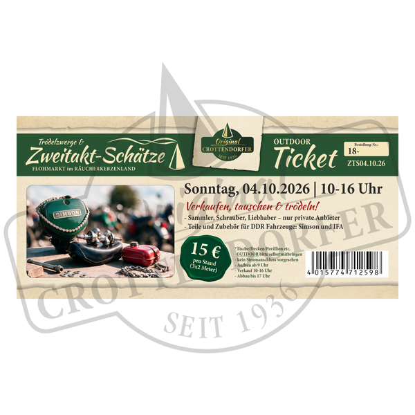 Ticket Trödelzwerge & Zweitakt-Schätze Flohmarkt 04.10.26 10-16 Uhr