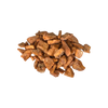 Auf weißem Hintergrund ist ein kleiner Haufen goldbrauner, unregelmäßig geformter Benzoe-Stücke in der Schraubdeckeldose von Original Crottendorfer Räucherkerzen zu sehen. Benzoe ist für seinen süßen Vanilleduft bekannt und wird häufig zum Räuchern verwendet.