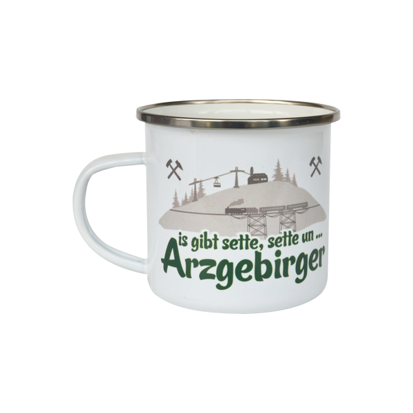 Emailletasse "... Arzgebirger", rechte Seite