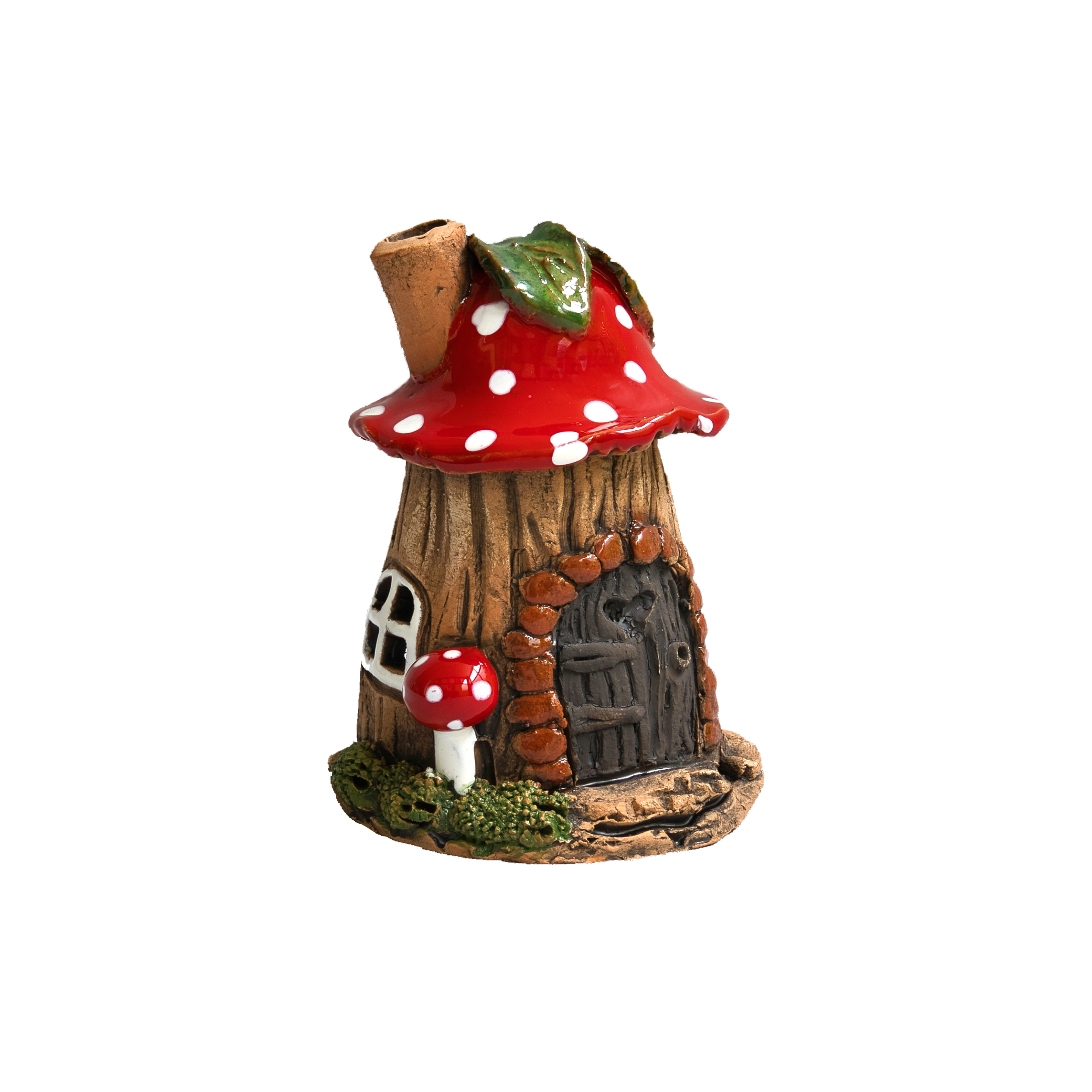 Dieses bezaubernde „Räucherhaus Keramik Blattpilzhaus“ von Original Crottendorfer ist ein charmantes Deko-Häuschen aus Keramik in Form eines Baumstamms, mit einem verspielten roten Pilzdach mit weißen Flecken, kleinen Fenstern und einer Tür. Es steht auf einem grasbewachsenen Sockel mit einem zusätzlichen winzigen Pilz und ist ein reizvolles Ausstellungsstück für Ihren Messingteller. Erhältlich in 3 Farben.