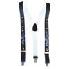 Die Hosenträger „Wir lassn’s naab’ln!“ von Original Crottendorfer überzeugen in Schwarz-Weiß mit gold-weißer Schrift, Y-Form, verstellbarem Mittelriemen und Metallclips – perfekt für Räucherfans.