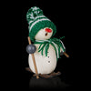 Räuchermann 'Schneemann mit Strickmütze grün' auf Ski