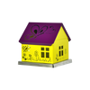 Das Räucherhäuschen Schmetterling beere/gelb der Schürer GmbH ist ein bezaubernder Kerzenständer mit violettem Dach mit Schmetterlingsausschnitt und gelben, mit Blumenmustern verzierten Wänden auf einem quadratischen Metallsockel, der jedem Raum einen skurrilen Charme verleiht.