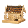 Holzhütte mit Rehen, geschnitzt